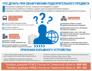 Действия при обнаружении подозрительного предмета